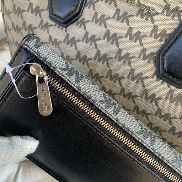 Michael Kors Mercer Monogram Leather Medium Duffle Satchel And Envelop Wallet - Picture 9 of 10